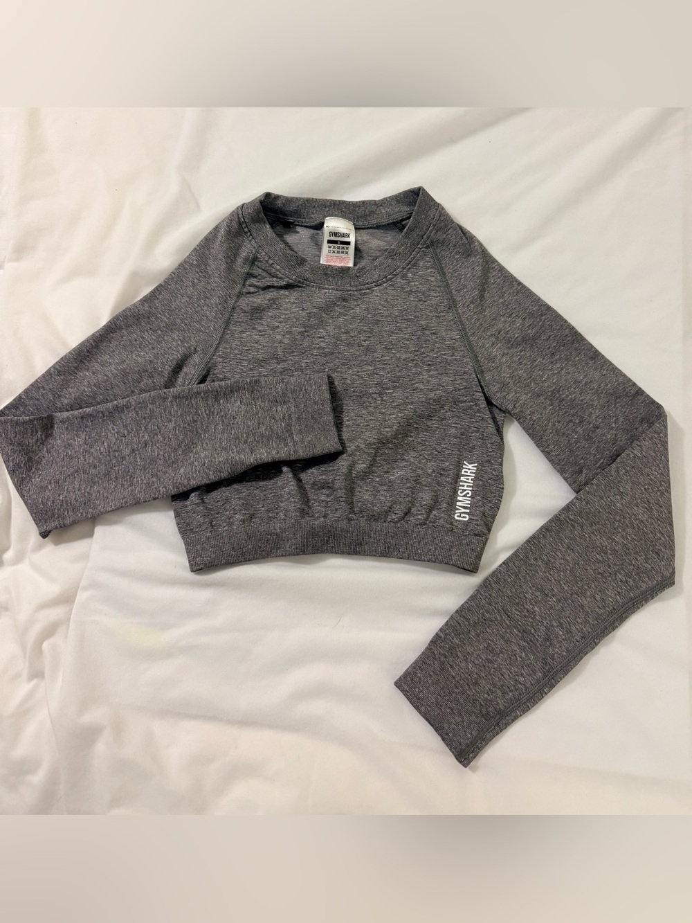 Gymshark Women's adapt Marl athletic/yoga Grey Long sleeve crop Top size S